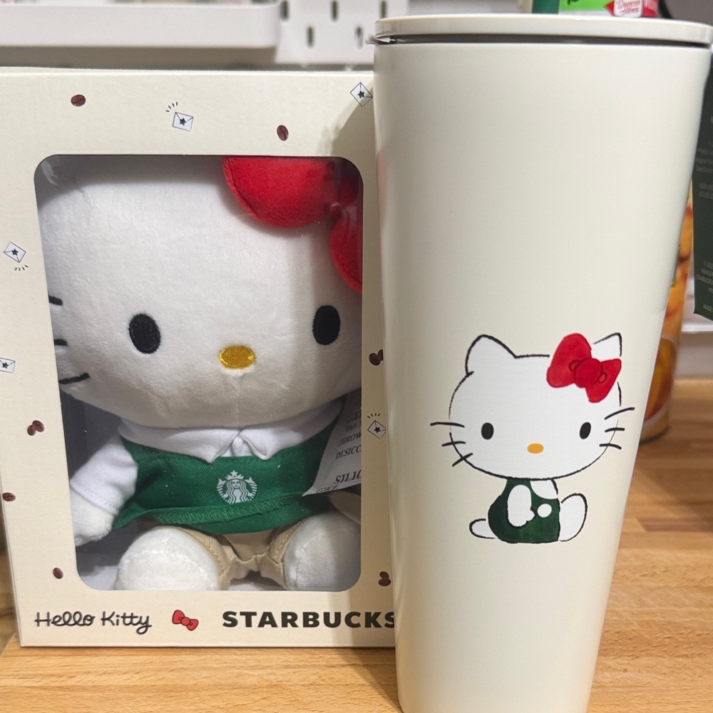 Starbucks Hello Kitty White Tumbler and Plush Set
